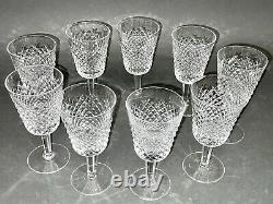 Stunning Vintage Set of 9 Diamond Pattern Alana Waterford Crystal Goblet