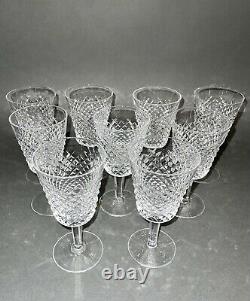 Stunning Vintage Set of 9 Diamond Pattern Alana Waterford Crystal Goblet