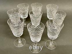 Stunning Vintage Set of 9 Diamond Pattern Alana Waterford Crystal Goblet