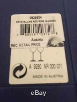Swarovski Crystal Crystalline Stemware Red Wine Glasses Boxed New