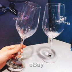 Swarovski Crystal Wine Set Bottle 2 Glass