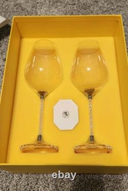 Swarovski Crystalline Stem Set Of 2 Wine Glasses New In Box
