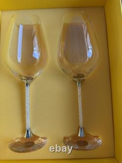 Swarovski Crystalline Stem Set Of 2 Wine Glasses New In Box Perfect condition
