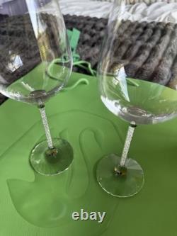 Swarovski Crystalline Stem Set Of 2 Wine Glasses New In Box Perfect condition