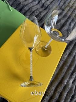 Swarovski Crystalline Stem Set Of 2 Wine Glasses New In Box Perfect condition