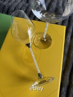 Swarovski Crystalline Stem Set Of 2 Wine Glasses New In Box Perfect condition
