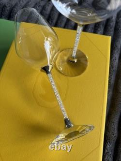 Swarovski Crystalline Stem Set Of 2 Wine Glasses New In Box Perfect condition