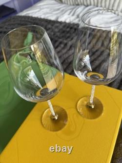 Swarovski Crystalline Stem Set Of 2 Wine Glasses New In Box Perfect condition