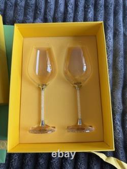 Swarovski Crystalline Stem Set Of 2 Wine Glasses New In Box Perfect condition