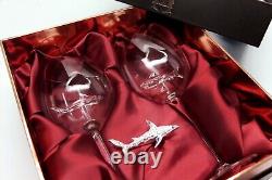 Swarovski Shark Ornament with Two Shark Wine Glasses! Rhodium Montana