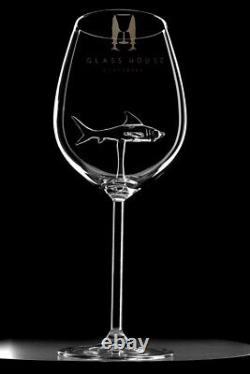 Swarovski Shark Ornament with Two Shark Wine Glasses! Rhodium Montana