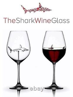 Swarovski Shark Ornament with Two Shark Wine Glasses! Rhodium Montana