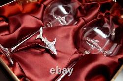 Swarovski Shark Ornament with Two Shark Wine Glasses! Rhodium Montana