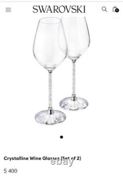 Swarovski Stemware White Wine Glasses Crystalline 1095948 New in Box Very Rare