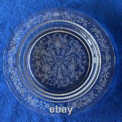 TIFFIN -FRANCISCAN -Etched Crystal Set Of Glasses And Plates. Total 24 Pieces