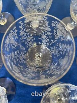 TIFFIN -FRANCISCAN -Etched Crystal Set Of Glasses And Plates. Total 24 Pieces