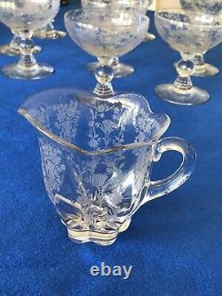 TIFFIN -FRANCISCAN -Etched Crystal Set Of Glasses And Plates. Total 24 Pieces