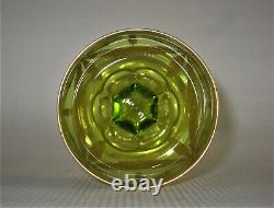 TWO Antique St. Louis, Green, Gold Encrusted CONGRESS 7.75 Crystal Wine Stems