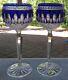 TWO Waterford Crystal Cobalt Cut to Clear Clarendon Hock Wine Goblets New