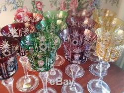 Tharaud Paris Cased Crystal Hock Wine Set of 12 Four Colors