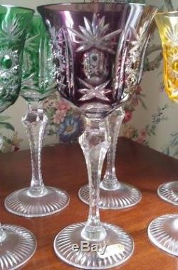 Tharaud Paris Cased Crystal Hock Wine Set of 12 Four Colors
