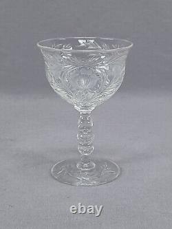 Thomas Webb Intaglio Engraved Poppy Rock Crystal 4 1/8 Inch Wine Glass 1880-1900