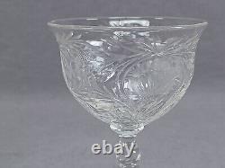 Thomas Webb Intaglio Engraved Poppy Rock Crystal 4 1/8 Inch Wine Glass 1880-1900