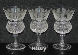 Three (3) Edinburgh Crystal Thistle 4.5 Tall Claret Wine Glasses