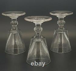 Three Georgian Small Rummer/ Wine Glasses. Bucket Bowl + Flattened Knopped Stems