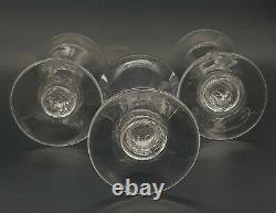 Three Georgian Small Rummer/ Wine Glasses. Bucket Bowl + Flattened Knopped Stems