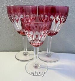 Three Vintage Roemer Wine Glasses Crystal Val St Lambert Pattern Zermatt