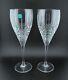 Tiffany & Co Plaid Crystal Wine Glasses 9 3/8 Set of 2 Italy