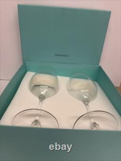 Tiffany & Co. Wine Glasses Crystal Set of 2 in Box 9 Tall