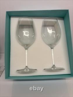 Tiffany & Co. Wine Glasses Crystal Set of 2 in Box 9 Tall