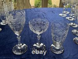Tiffin-Franciscan Crystal Stemware Set Wine, Water, Champagne/Tall Sherbet