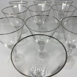 Tiffin Franciscan Montclair Crystal Wine Glasses Set Of 10. Platinum Rim