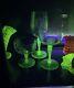 Tiffin Psyche Uranium Glass & Crystal Wine Glasses 1926-1930 (3)