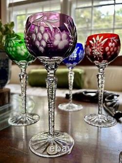 Traube NACHTMANN Bavarian Crystal Wine Glasses. Red, Blue, Purple And Green