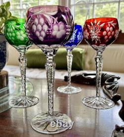 Traube NACHTMANN Bavarian Crystal Wine Glasses. Red, Blue, Purple And Green