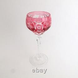 Traube by Nachtmann Cut Crystal 8 1/4 Pair Tall Wine Hocks Chartreuse Cranberry
