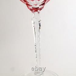 Traube by Nachtmann Cut Crystal 8 1/4 Pair Tall Wine Hocks Chartreuse Cranberry