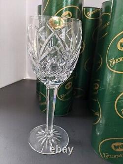Tullamore Tyrone Crystal / Cut Glass Tall Wines Set of 6 7 3/4 New in Box