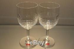 Two (2) Baccarat France Nancy Pattern 6¾ Crystal Water Goblet Stem Glass Label