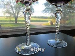 Two (2) Echt Bleikristal Amethyst Cut To Clear Crystal Wine Hocks Mint