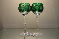 Two (2) Nachtmann Traube Bohemian Cut Crystal Wine Hock Emerald Green Grape Mint