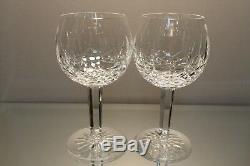 Two (2) Waterford Lismore Balloon Wine Hock Glasses, 7 3/4 high Perfect