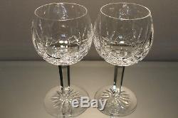 Two (2) Waterford Lismore Balloon Wine Hock Glasses, 7 3/4 high Perfect