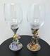 Two Magical Kirks Folly Fairies Frog Wine Goblet Glass Jeweled Stones Rare 8.25