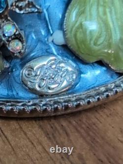 Two Magical Kirks Folly Fairies Frog Wine Goblet Glass Jeweled Stones Rare 8.25