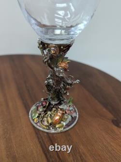 Two Magical Kirks Folly Fairies Frog Wine Goblet Glass Jeweled Stones Rare 8.25
